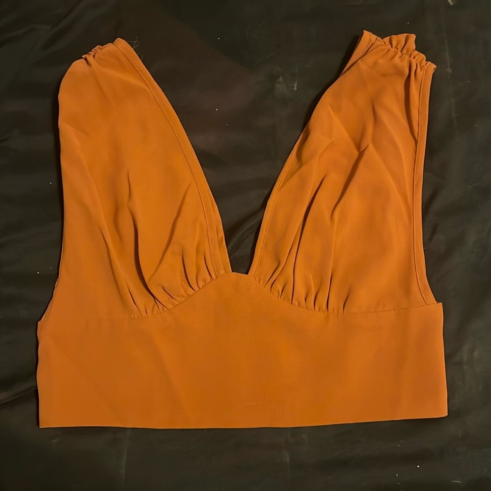 Orange V-neck crop top